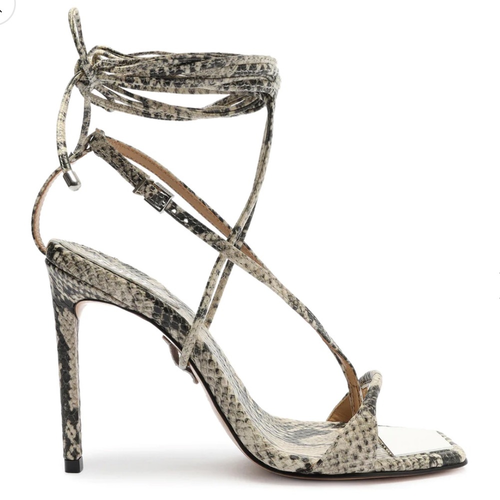 Schutz Vikki Snake-Embossed Leather Sandal